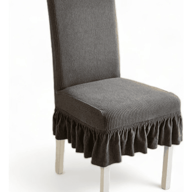 Funda De Silla Con Faldon Elastica, Pack De 2 Color Gris Diseño De La Tela Cuadrille 8