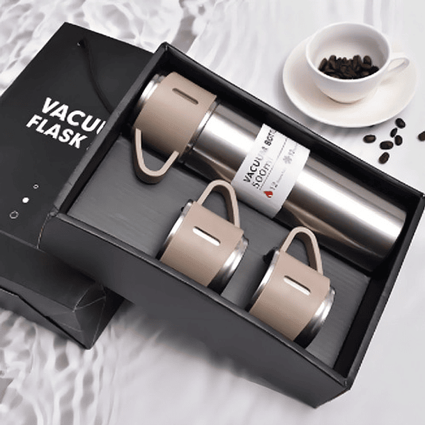 Kit De Termo De 500 Ml Y 3 Tazas De Regalo De Acero Inoxidable 2
