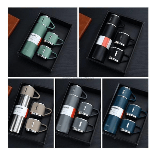 Kit De Termo De 500 Ml Y 3 Tazas De Regalo De Acero Inoxidable 3