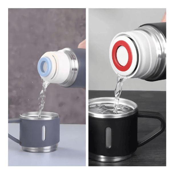 Kit De Termo De 500 Ml Y 3 Tazas De Regalo De Acero Inoxidable 7