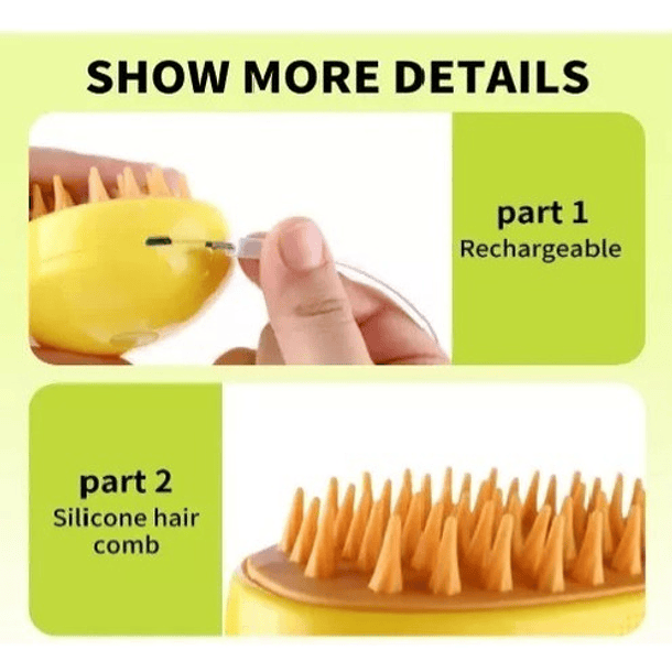 Cepillo Vapor Para Gatos 3 En 1 Recargable Color Verde 11