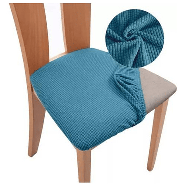 Pack De 6 Fundas De Asientos Para Sillas De Comedor Color Turquesa Oscuro Diseño De La Tela Cuadrille 3