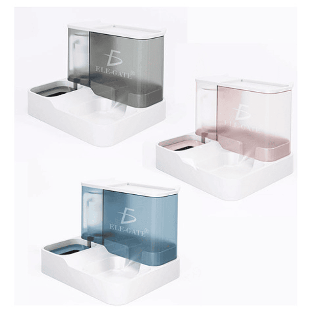 Dispensador De Agua Y Alimento Ele-gate Mascota Comedero Automatico Cor Branco 1l 1