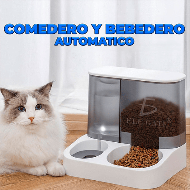 Dispensador De Agua Y Alimento Ele-gate Mascota Comedero Automatico Cor Branco 1l 3