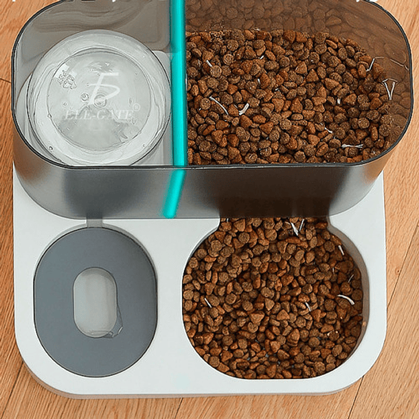 Dispensador De Agua Y Alimento Ele-gate Mascota Comedero Automatico Cor Branco 1l 4