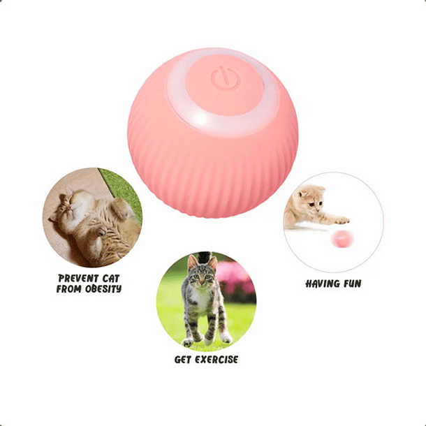 Pelota De Juguete De Gato Eléctrico Interactivo Para Gatito Color Rosa 5