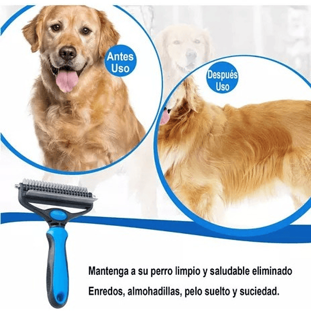 2 En 1 Cepillo Deslanador Perro Gato Multifuncional Color Azul 3