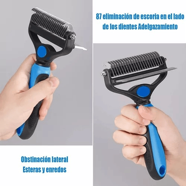 2 En 1 Cepillo Deslanador Perro Gato Multifuncional Color Azul 4