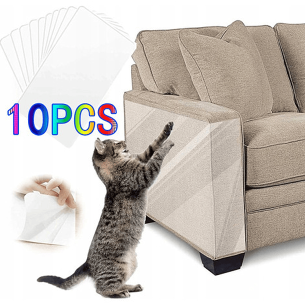 Pack 10 Protector Mueble Anti-arañazos Gatos Sofá Sillón Color Transparentes 7