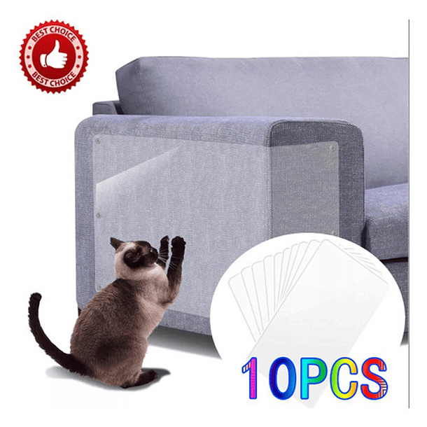Pack 10 Protector Mueble Anti-arañazos Gatos Sofá Sillón Color Transparentes 8