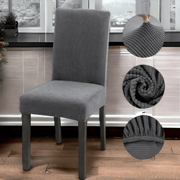 Pack De 2 Fundas Elastica Para Silla Color Gris Diseño De La Tela Cuadrille 1