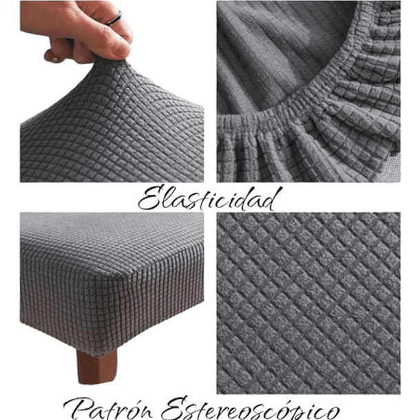 Pack De 2 Fundas Elastica Para Silla Color Gris Diseño De La Tela Cuadrille 3