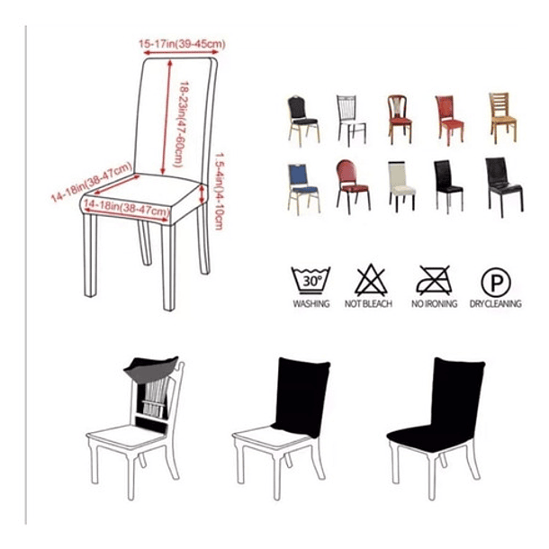 Pack De 4 Fundas Cubre Sillas Premium Tela Gruesa 2
