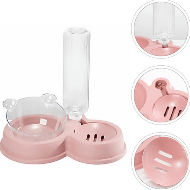 Dispensador De Agua Con Plato De Comida Para Mascotas 2