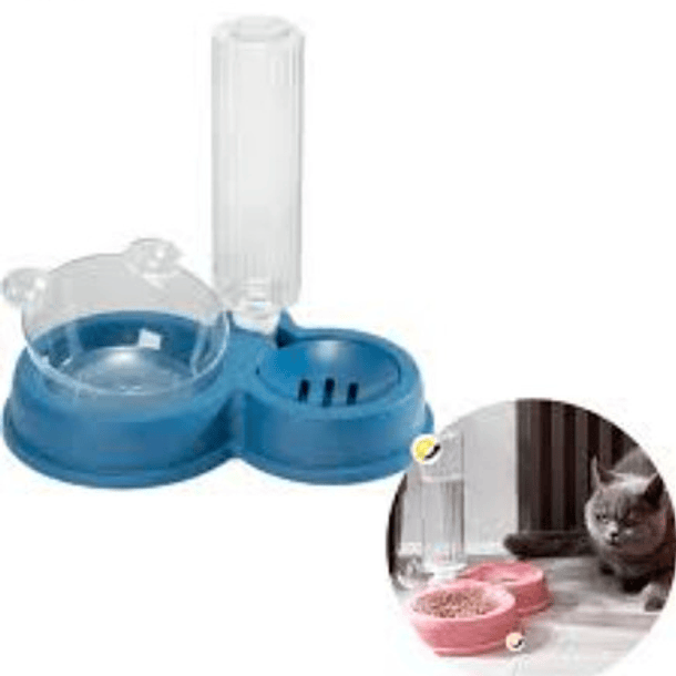Dispensador De Agua Con Plato De Comida Para Mascotas 5