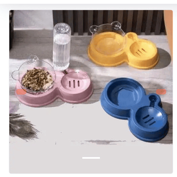 Dispensador De Agua Con Plato De Comida Para Mascotas 6