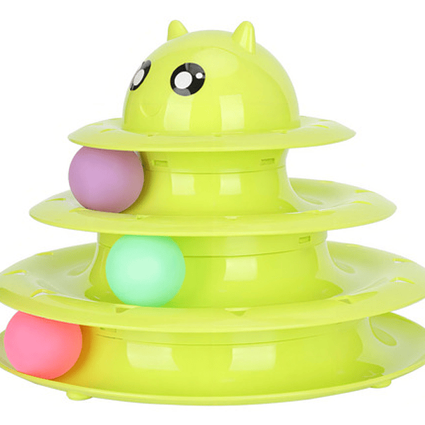 Juguete Interactivo Para Gato Torre 3 Niveles Pelota Juegos Color Verde 1