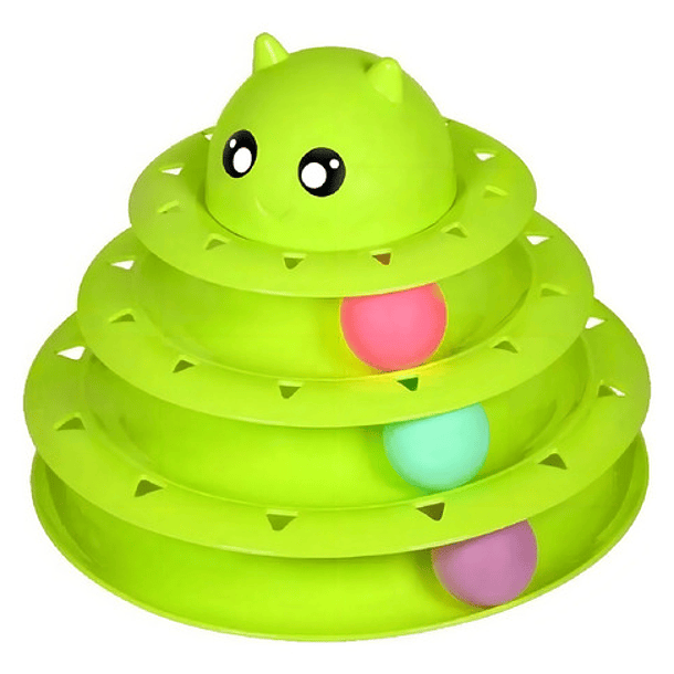 Juguete Interactivo Para Gato Torre 3 Niveles Pelota Juegos Color Verde 6