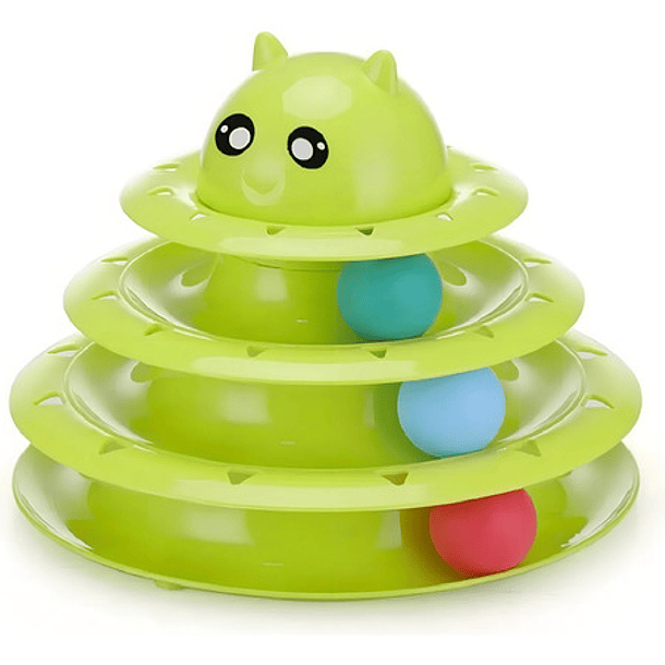 Juguete Interactivo Para Gato Torre 3 Niveles Pelota Juegos Color Verde 8
