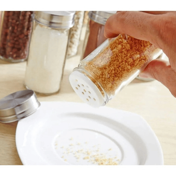 Condimentero Especiero Metalico Rack Giratorio + 12 Frascos Color Plateado 4