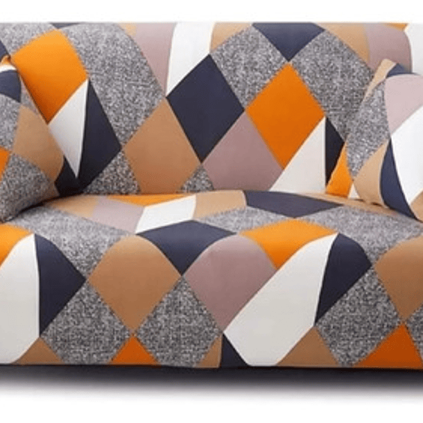Funda Cubre Sillon De 2 Cuerpos Elasticacada Lisa Con Diseño 9