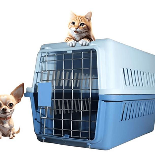 Caja Transportador Perro Canil Jaula Transporte Mascota Gato Color Azul Cielo 1