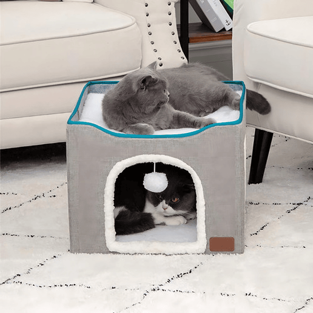 Perrera Plegable De Interior Cama Gato Iglu Cama Gato Color Gris 3