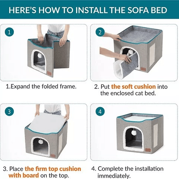 Perrera Plegable De Interior Cama Gato Iglu Cama Gato Color Gris 8