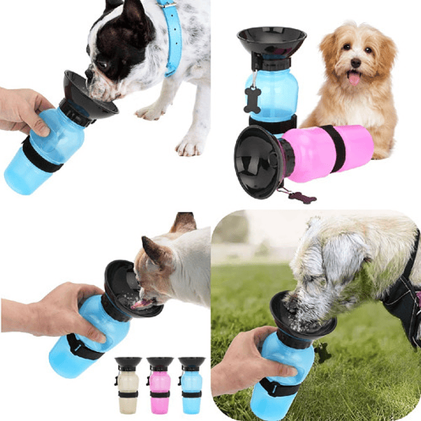 Dispensador De Agua Botella Portátil Para Mascotas Color Azul 4