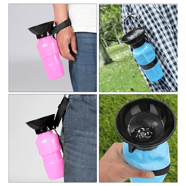 Dispensador De Agua Botella Portátil Para Mascotas Color Azul 5