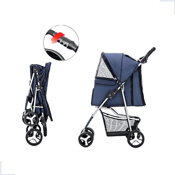 Carrito De Transporte De Mascotas Negro Plegable Para Perros Y Gatos 3