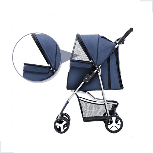 Carrito De Transporte De Mascotas Negro Plegable Para Perros Y Gatos 4