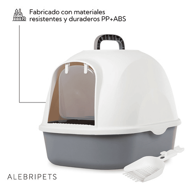 Arenero Para Gatos Grande Cerrado Con Pala Filtro Y Puerta Color Gris Claro 2