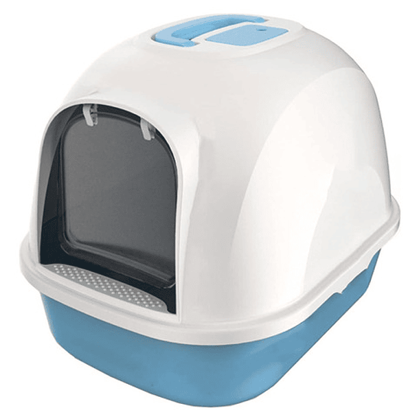 Arenero Para Gatos Grande Cerrado Con Pala Filtro Y Puerta Color Azul 1