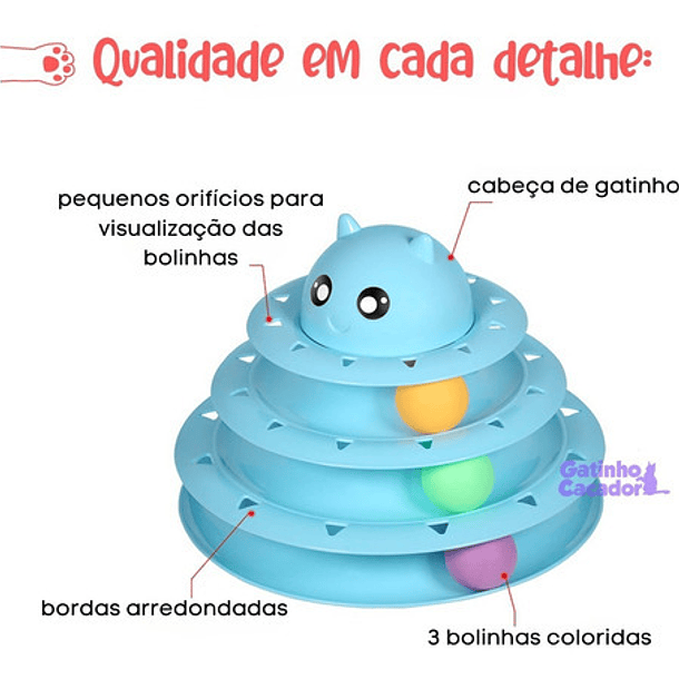 Torre De Juguetes Interactivos Para Gatos Con Gatito De 3 Niveles, Color Azul 4
