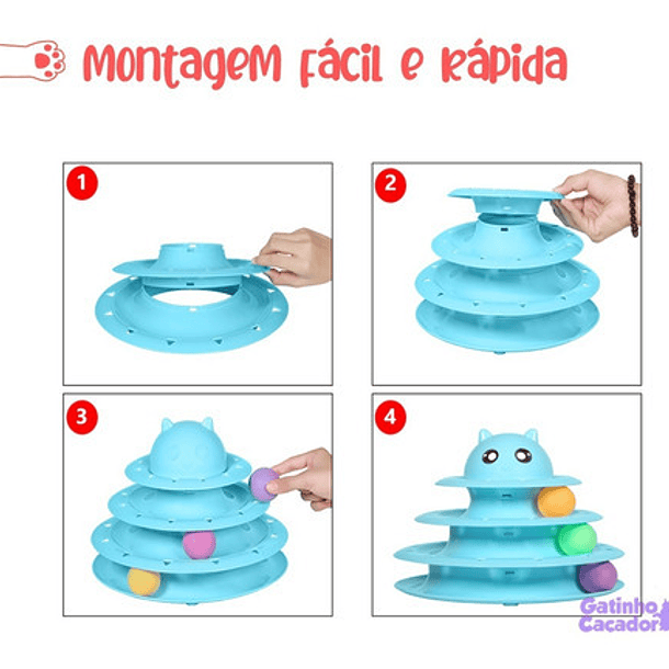 Torre De Juguetes Interactivos Para Gatos Con Gatito De 3 Niveles, Color Azul 10