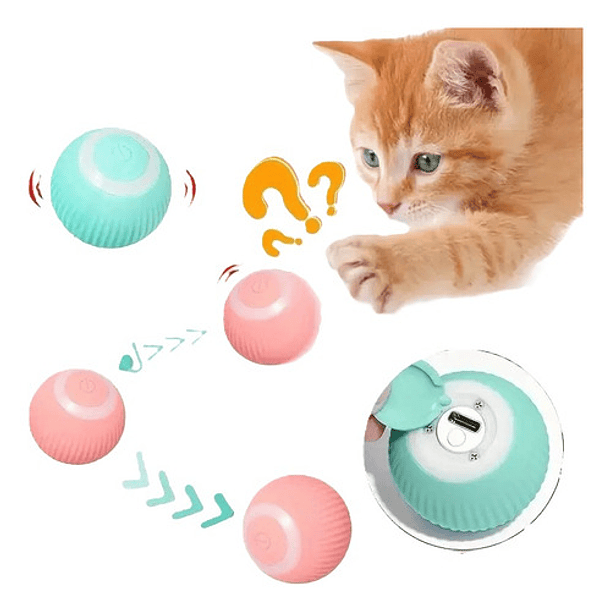 Pelota Inteligente Recargable Para Gatos O Perros Color Agua Pet Gravity 2