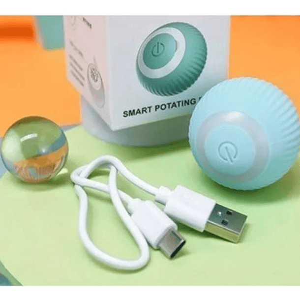 Pelota Inteligente Recargable Para Gatos O Perros Color Agua Pet Gravity 4