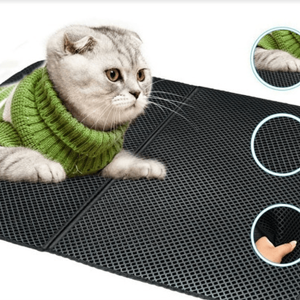Tapete Para Gato Arenero 75x55cm Alfombra Caja De Arena Gato Color Negro 1