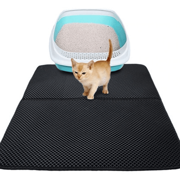 Tapete Para Gato Arenero 75x55cm Alfombra Caja De Arena Gato Color Negro 2