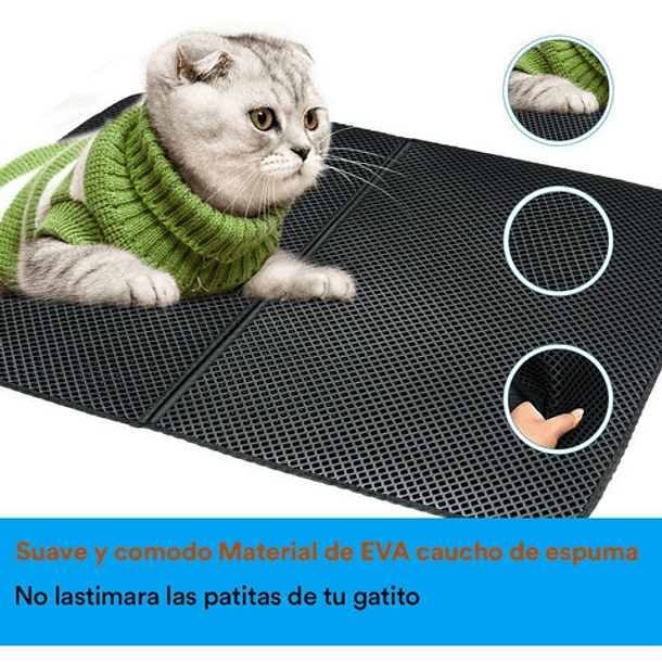 Tapete Para Gato Arenero 75x55cm Alfombra Caja De Arena Gato Color Negro 3