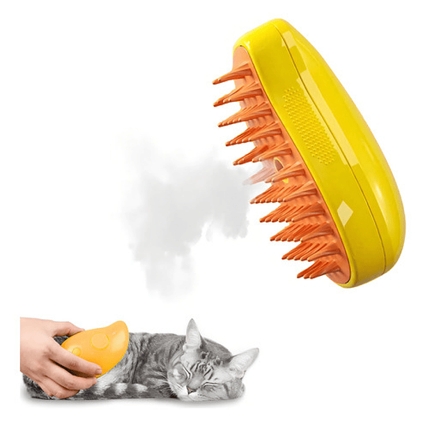 Spray Steam Cat Brush Uessegs 3 En 1 Para Masaje (amarillo) 1