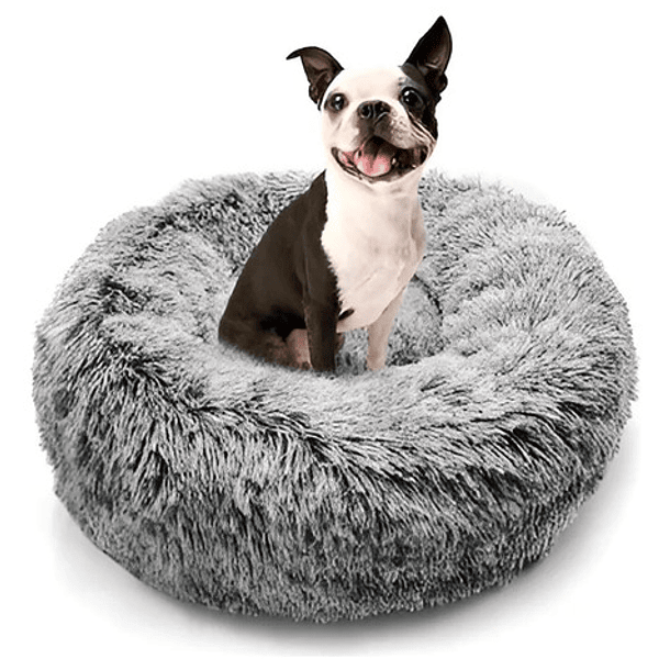 Cama Tipo Dona Antiestres Para Perros Raza Xxl Gris 100cm 3