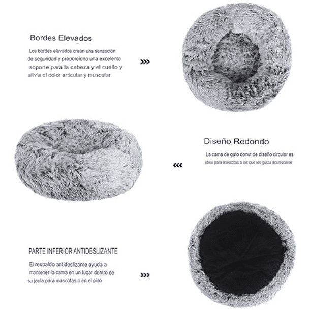 Cama Tipo Dona Antiestres Para Perros Raza Xxl Gris 100cm 4