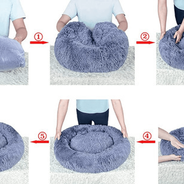 Cama Tipo Dona Antiestres Para Perros Raza Xxl Gris 100cm 10