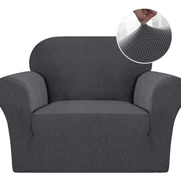 Funda Cubre Sofá Protectora Premium Cuadrille | 1 Cuerpo Color Gris Cuadriculado 1
