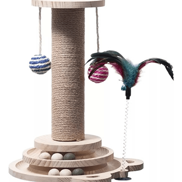 Juguete Interactivo Bonsai Para Gatos Torre De Sisal Natural 1