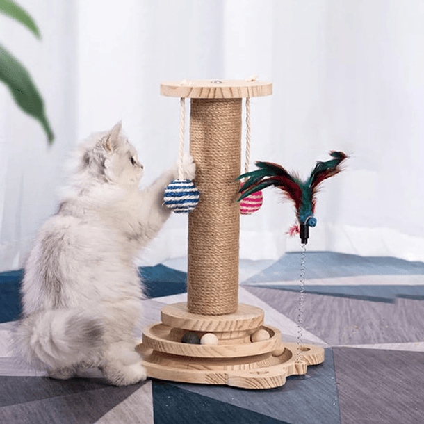 Juguete Interactivo Bonsai Para Gatos Torre De Sisal Natural 2