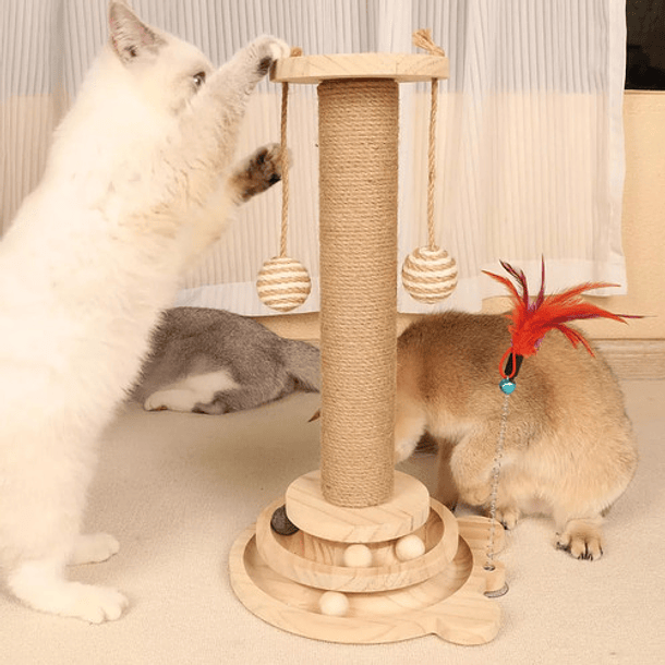 Juguete Interactivo Bonsai Para Gatos Torre De Sisal Natural 3