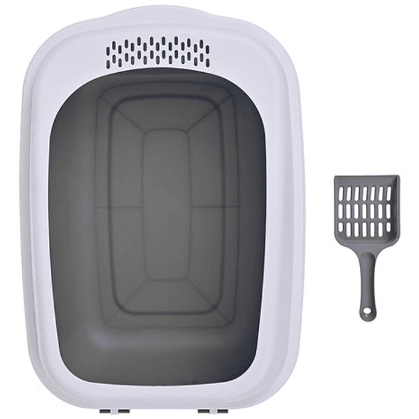 Arenero Sanitario Para Gato Abierto Grande Resistente + Pala Gris 2